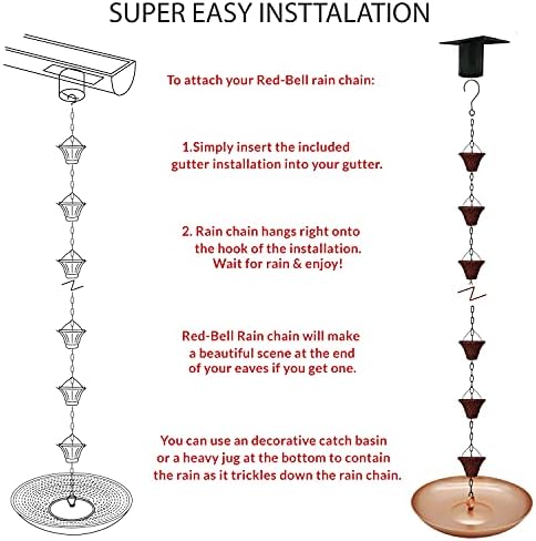 8.5FT Bell Iron Rain Chain for Gutters and Rain Barrel+Adapter, Blue
