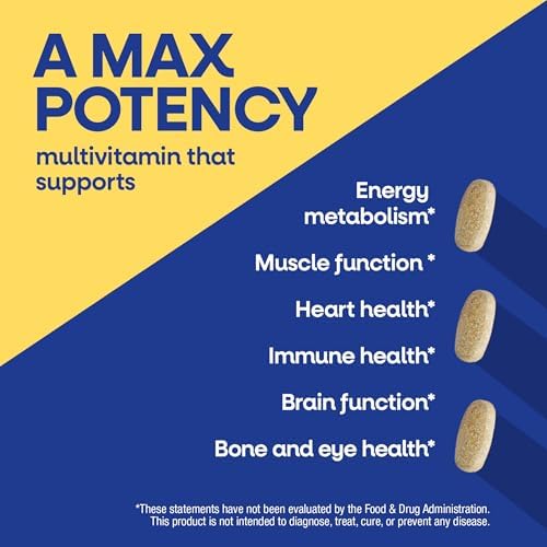 Nature's Way Alive! Men’s Max3 Potency Daily Multivitamin, 90 Tablets | High Potency Multivitamin for Men with B-Vitamins for Cellular Energy*, Supports Heart, Muscle and Eye Health*
