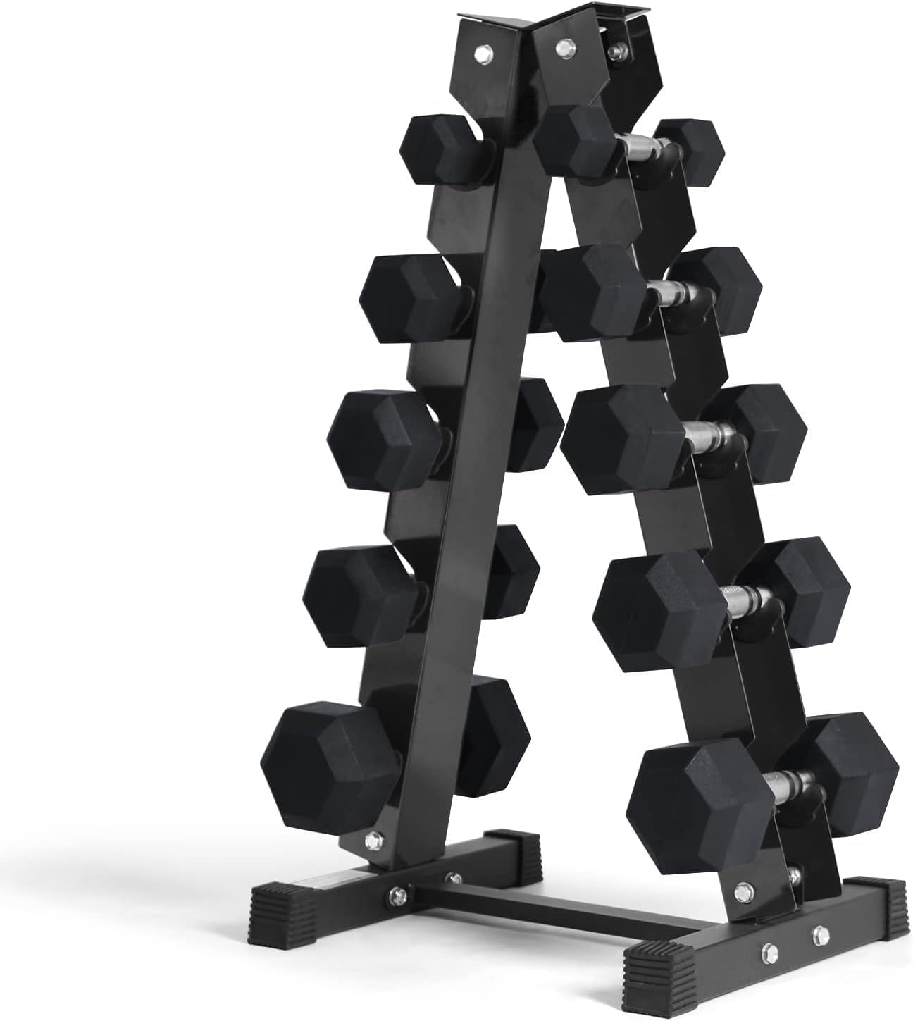 RitFit Rubber Coated Hex Dumbbell Weights Set for Home Gym | Cast Iron Core, Anti-Slip Knurled Chrome Handle, Hexagon Anti-Roll, Heavy-Duty Dumbbell Set for Strength Training