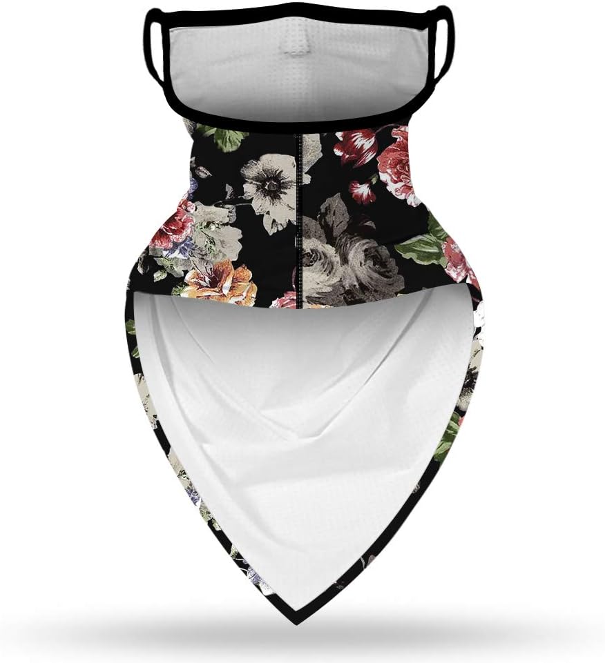 YAYOUREL Neck Gaiter Face Mask Bandanas for Men Women UV Face Scarf Cover Ear Loop Hole Facemask for Fishing Running Cycling