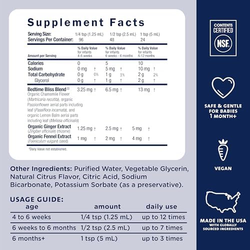 Mommy's Bliss, Bottle, Mommy's Bliss Night Time Gripe Water for Baby's Tummy Trouble - Relieves Occasional Infant Stomach Discomfort from Gas, Colic