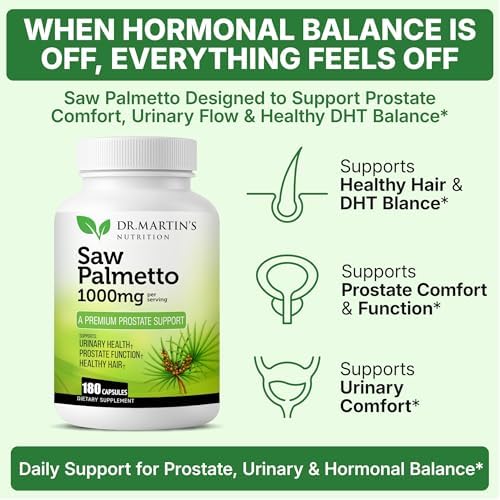 USA Grown Saw Palmetto | 180 Capsules Prostate Health Supplement | Hair Growth for Men & Women | Support to Help Maintain Normal Urination Frequency
