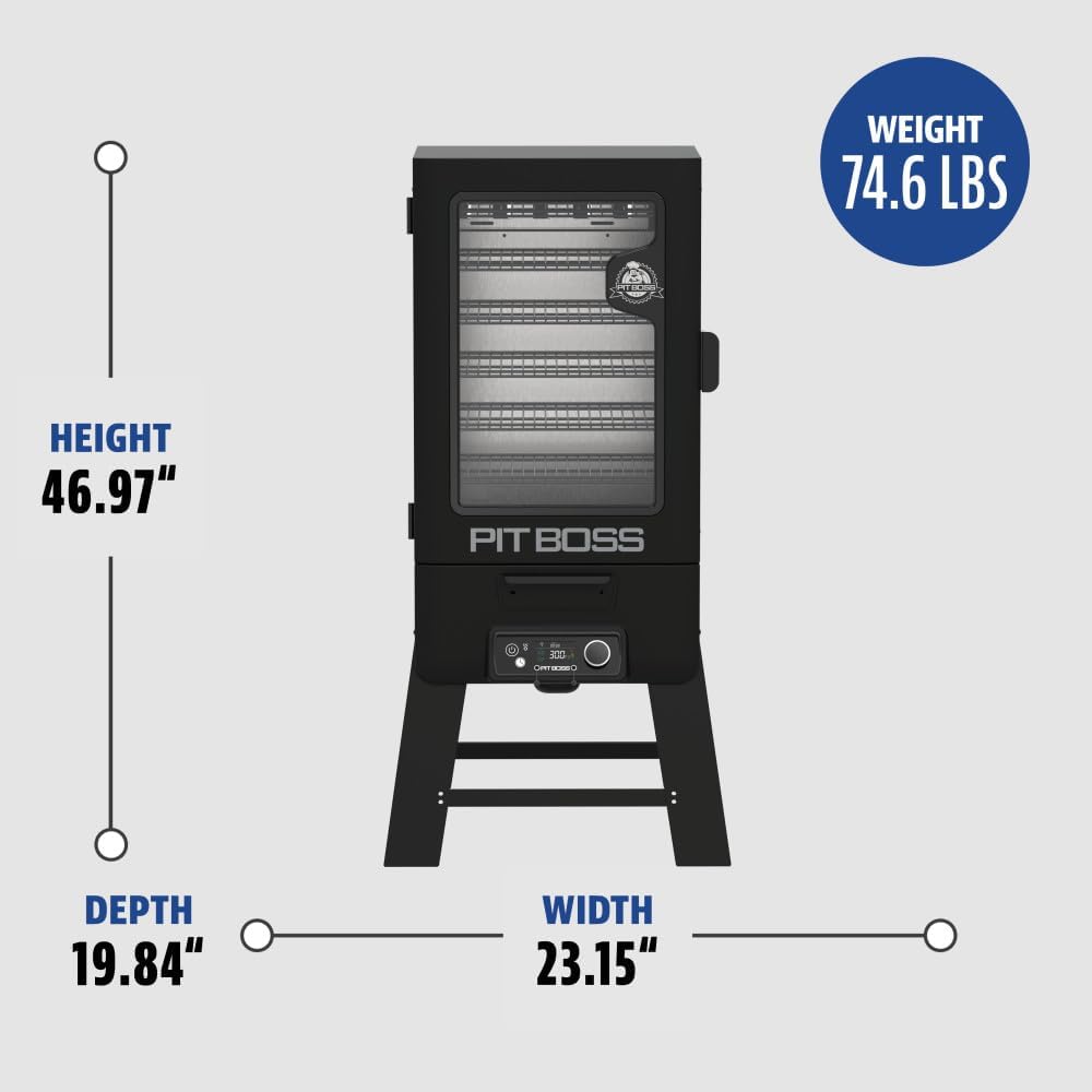 Pit Boss 4-Series WiFi & Bluetooth Digital Vertical Smoker with LCD Digital Controller and Wood Chip Tray, 1, 320-Sq. In. 6-Rack Cooking Space