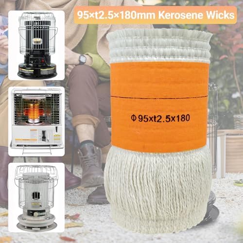95x2.5Tx180mm Kerosene Heater Wick, Smokeless Fiberglass and Cotton Replacement Wick for Indoor Outdoor Use