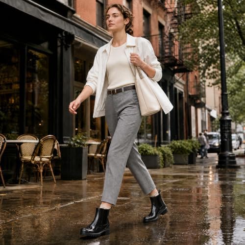 planone Cute Short Rain Boots for Women, Waterproof Chelsea Ankle Boots