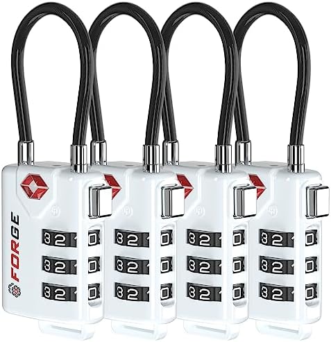 TSA Approved Cable Luggage Locks, Re-settable Combination with Alloy Body