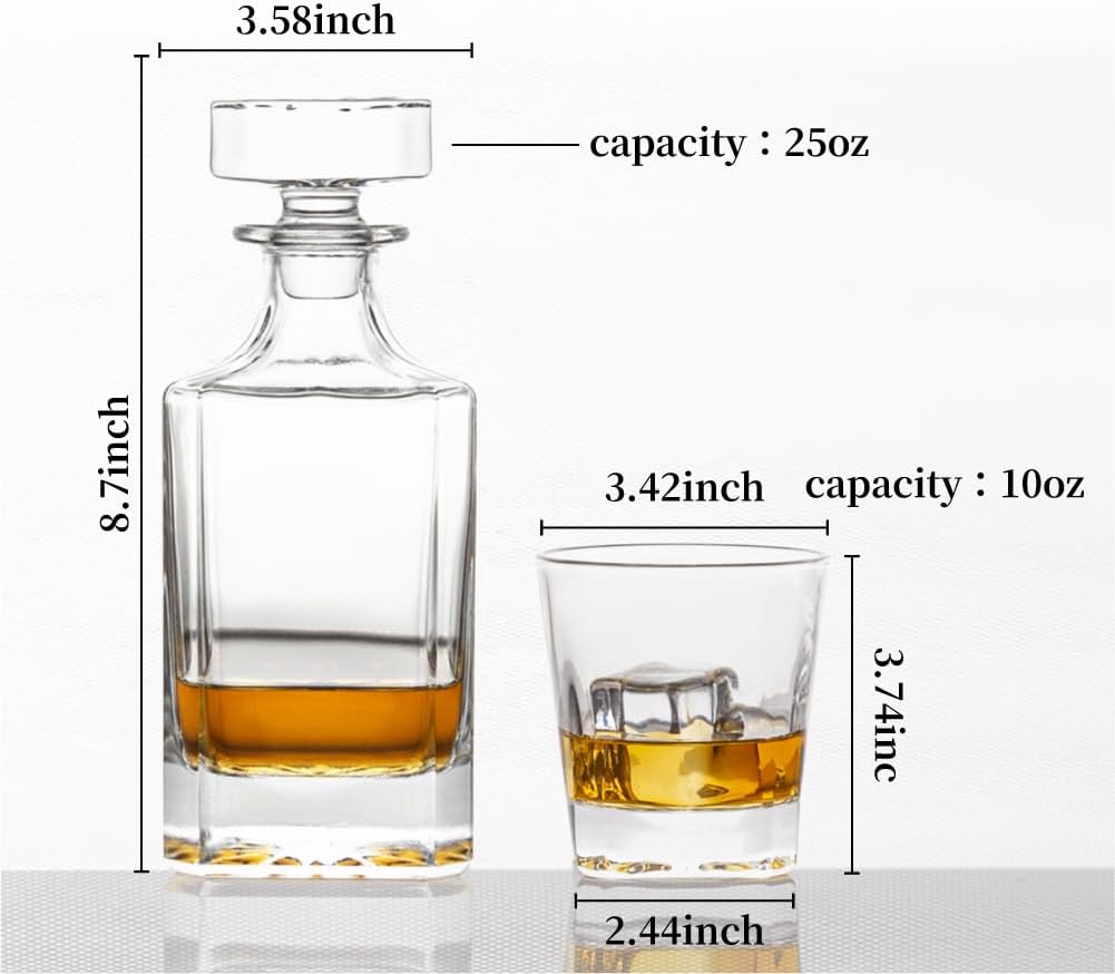 Square 25oz Whiskey Decanter with Glass Stopper