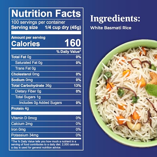 Daawat Traditional Basmati White Rice - 10 lb Bag | Authentic Extra Long Grain Basmati Rice - Great for Curries, Pilafs & Indian Recipes - Cook in Microwave or on Stove Top
