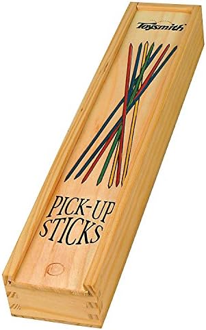 Toysmith Neato Pick-Up Sticks Classic Skill Game, Assorted, 41 Pieces | Wooden Sticks, Storage Case, Classic Skill Game, Tabletop Play