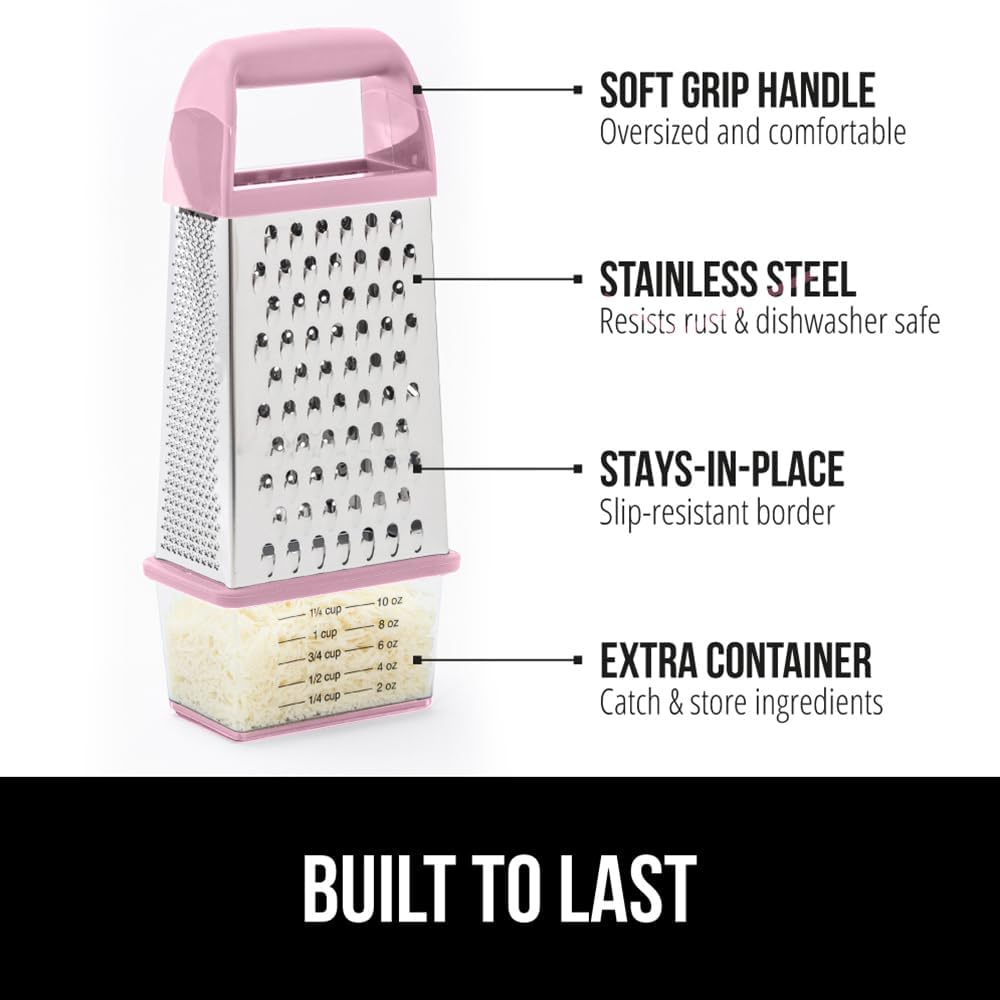 GORILLA GRIP® XL 4-Sided Stainless Steel BPA-Free Cheese Grater, Black