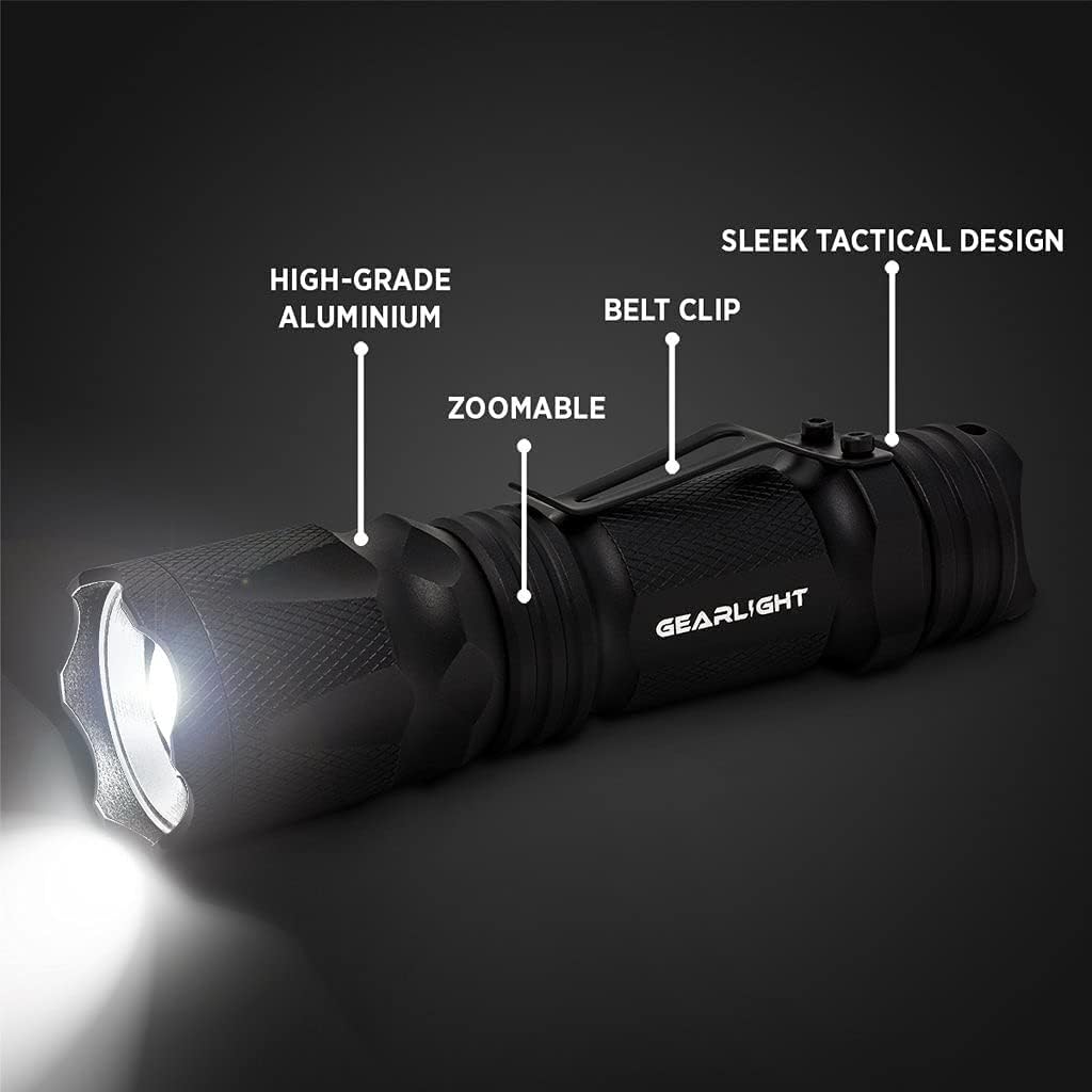 GearLight M3 Mini LED Flashlight - 2 Bright, Small Tactical Flashlights with High Lumens and Pocket Clip for Camping