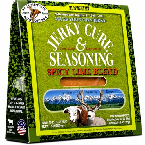 Hi Mountain SPICY LIME BLEND Jerky Seasoning and Cure Kit | Beef & Venison | Zesty lime with spicy heat, perfect jerky seasoning for deer, elk