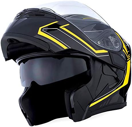 1Storm Motorcycle Modular Full Face Helmet Bike Flip up Dual Visor Sun Shield: HB89 Matt Black