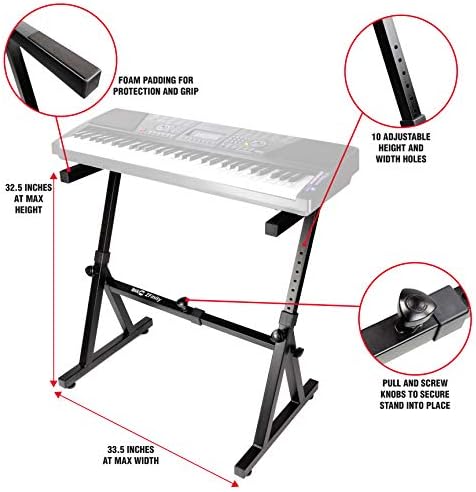 RockJam RJX29 Adjustable X Frame Keyboard Stand with Locking Straps