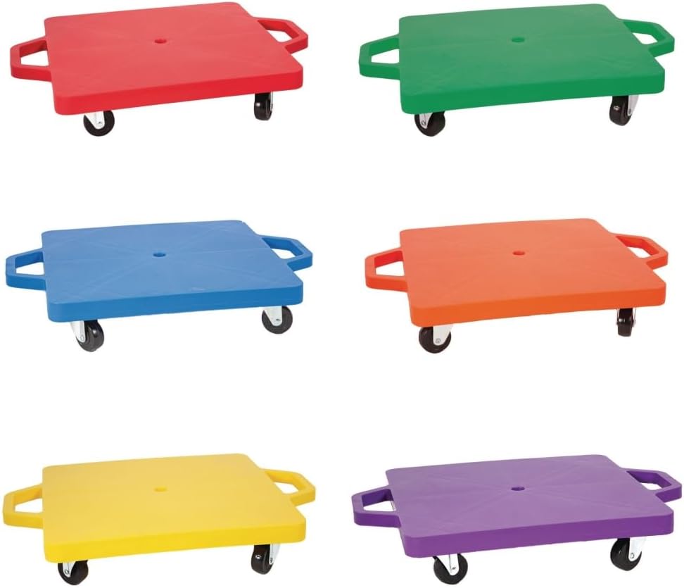 S&S Worldwide 16 inch Scooter Board with Handles, Hand Guards, Multicolor | With a 200 lb weight capacity, Heavy-duty HDPE Construction, Adapted PE