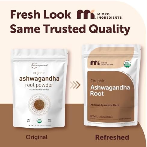 Micro Ingredients Organic Ashwagandha Root Powder, 2 lb | 453 Servings | Pure Withania Somnifera Root | Ancient Ayurvedic Herb