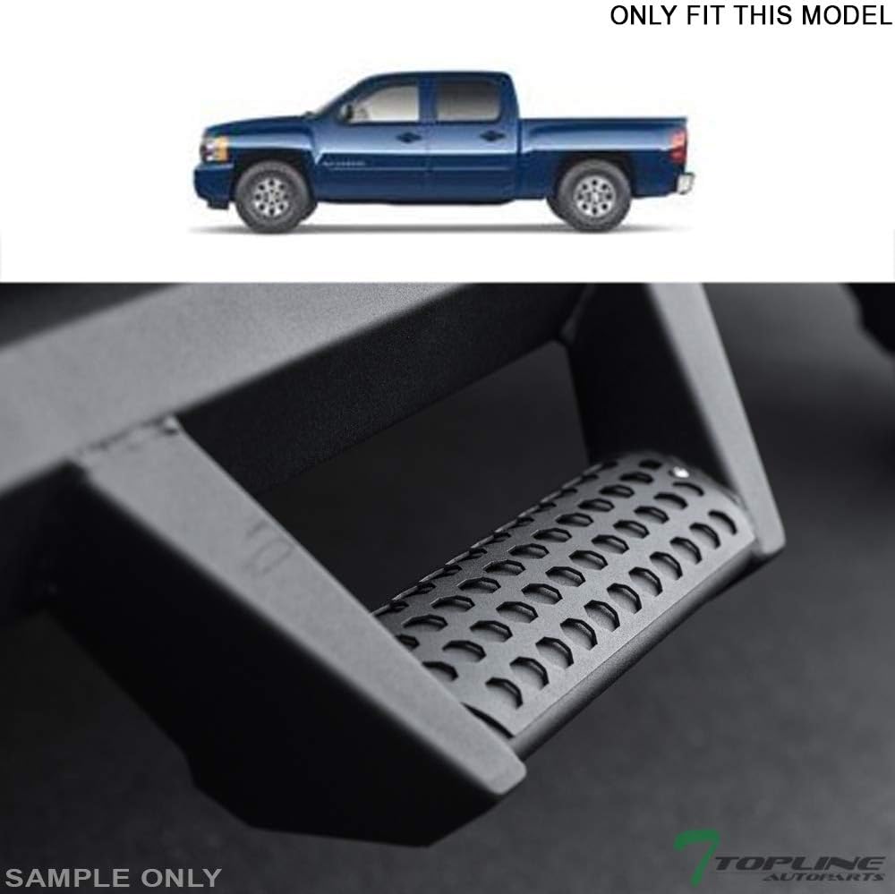 Matte Black Hoop Drop Step Side Nerf Bars Rail Running Boards v2 Compatible with 07-18 Chevy Silverado/GMC Sierra Crew Cab