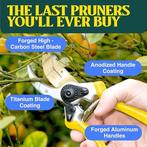 Haus & Garten ClassicPRO 8.5" Professional Premium Titanium Bypass Pruning Shears - Use As Pruners, Garden Shears, Heavy Duty Handheld Pruning Shears For Gardening, Clippers, Pruner Scissor Tool
