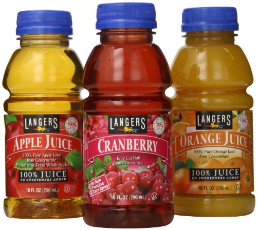Langers Juice Variety Pack 100% Juice Cocktail, Apple, Orange & Cranberry, 10 Fl Oz (Pack of 12)