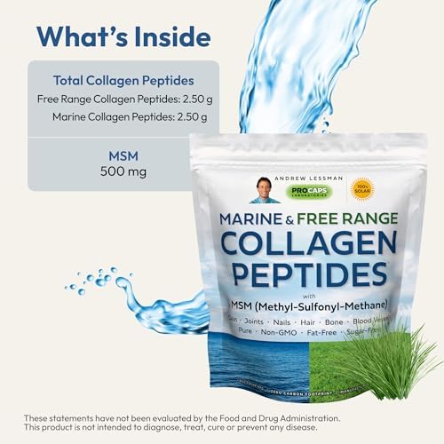ANDREW LESSMAN ProCaps Marine Collagen Peptides with MSM Powder 60 Servings