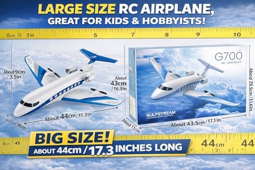 ANTSIR RC Plane G700 Private Jet, 2.4GHz 3CH Easy to Fly RC Airplane Gift | 6-Axis Gyro, RTF Glider, Display Stand, 2 Batteries, Durable Foam