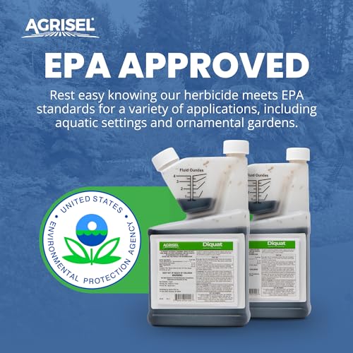 Agrisel Diquat Weed Killer, Pet Safe, 32 Ounces | Fast-Acting Formula for Aquatic and Landscape Weeds, Safe on Ornamentals, Visible Results in 1-2 Days