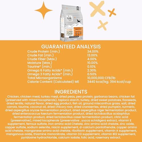 I and love and you Nude Super Food Dry Dog Food - Salmon + Whitefish - Prebiotic + Probiotic, Grain Free, Real Meat, No Fillers, 5lb Bag