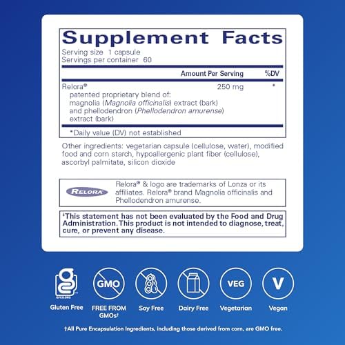 Pure Encapsulations Relora | Hypoallergenic Supplement Promotes Healthy Cortisol and DHEA Production and Moderates Occasional Stress* | 60 Capsules | Supports Healthy Cortisol and DHEA Production and Moderates Occasional Stress*, Hypoallergenic Supplement