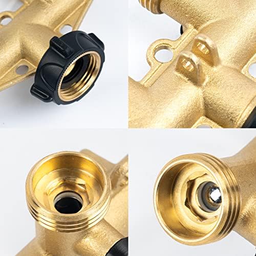 Hourleey Brass Garden Hose Splitter 2 Way, 3/4 Inch Hose Connector Tap Splitter, Hose Y Splitter