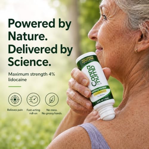 Pain Relief Roll On Topical Analgesic for Adults with Lidocaine – Fast Acting Relief for Knee Pain, Neck