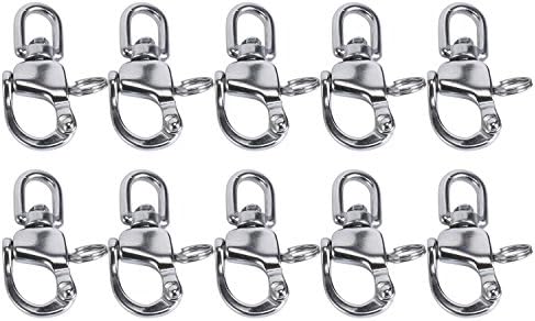 Amarine Made Pair of Swivel Eye Snap Shackle Quick Release Bail Rigging Sailing Boat Marine Stainless Steel for Sailboat Spinnaker Halyard CD309012