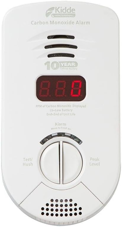 Kidde Carbon Monoxide Detector, Plug In Wall with 10-Year Battery Backup, Digital LED Display, Voice Alerts, Test-Hush Button, 3rd Edition