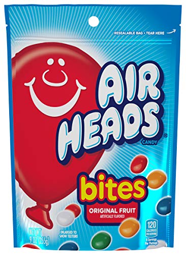 Airheads Candy Bites, Assorted Fruit Flavors, 2 Ounces (18-Pack) | Individually Wrapped Bulk Candy, Chewy Candy Bags