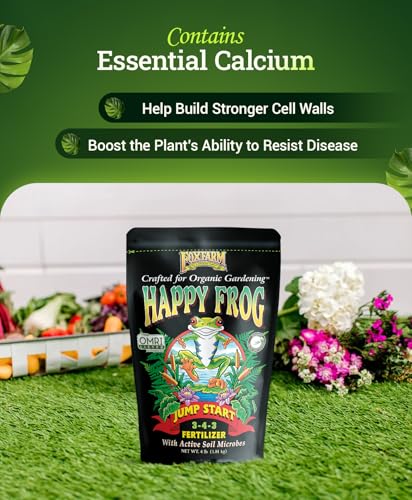 Happy Frog Jump Start Fertilizer - 3-4-3 Blend with Calcium & Mycorrhizal Fungi - Supports Early Growth & Root Development - Phosphorus Fertilizer