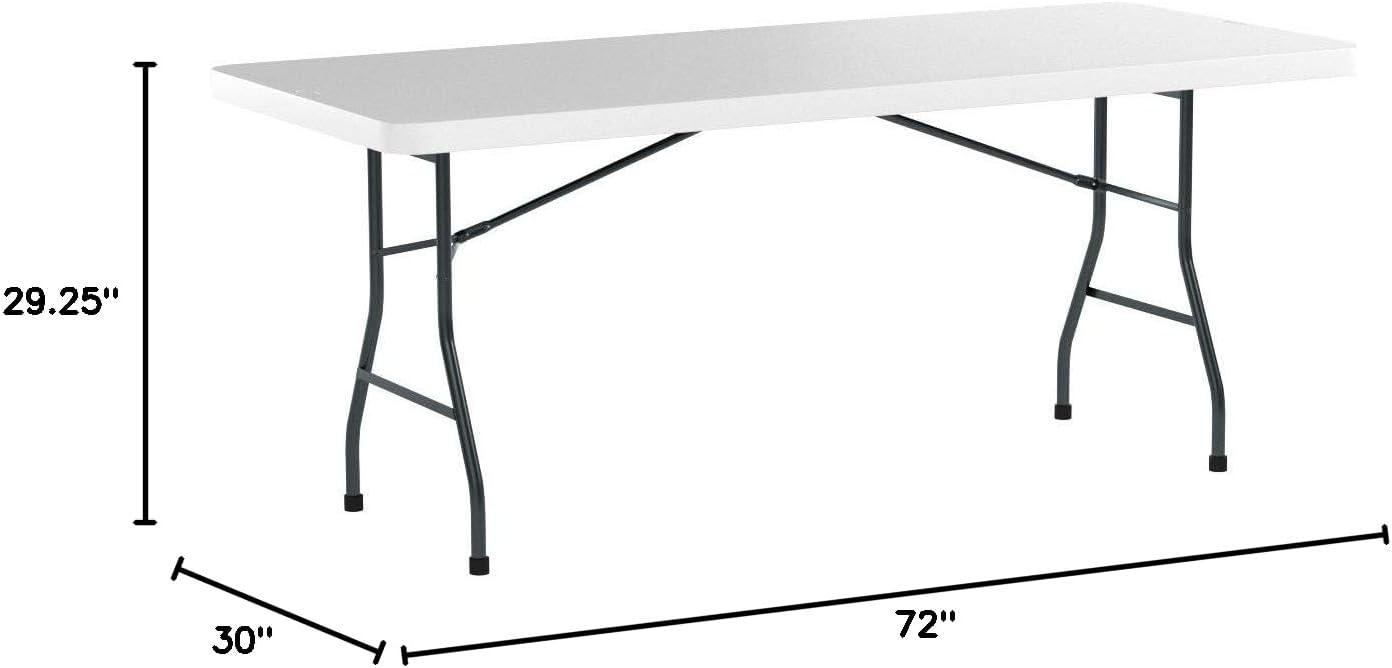 Office Star Resin Multipurpose Rectangle Folding Table for Indoor or Outdoor Use, 6 Feet Light Gray