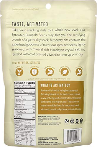 Living Intentions Organic Sprouted Pumpkin Seeds: Salted – NonGMO – Gluten Free – Vegan –Kosher – Paleo - 8 Ounce Unit