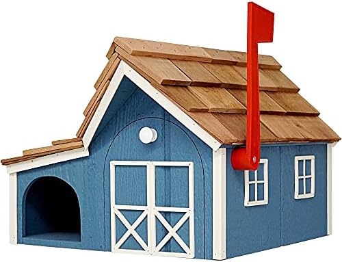 Amish Barnstyle Mailbox Combo (Blue & White)