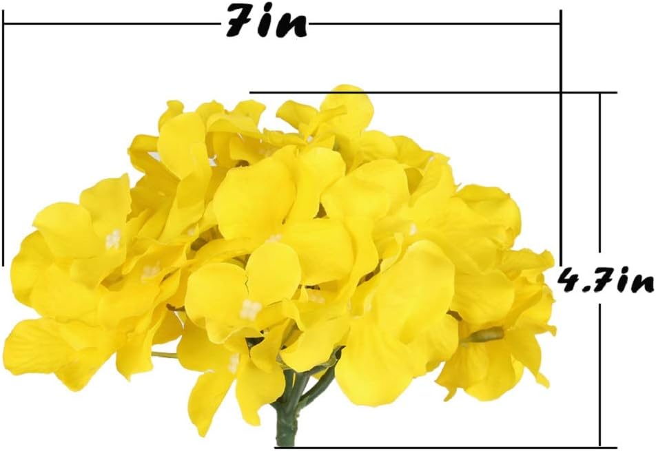Silk Hydrangea Heads Artificial Flowers Heads with Stems for Home Wedding Decor,Pack of 10 (White)