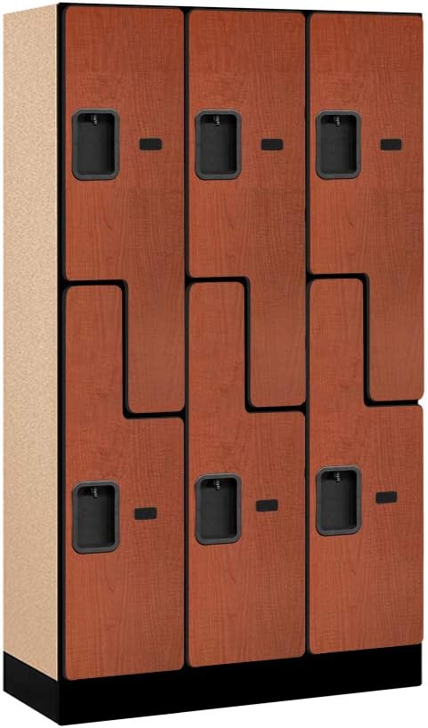 Salsbury Industries Double Tier 'S' Style Designer Wood Locker, Mahogany, 5' 3" x 15"