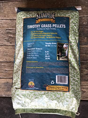 Stampede Premium Timothy Grass Pellets – Natural, High‑Fiber Feed, Low‑Dust, – 40 lb Bulk Bag for Rabbits, Guinea Pigs, Chinchillas, Goats