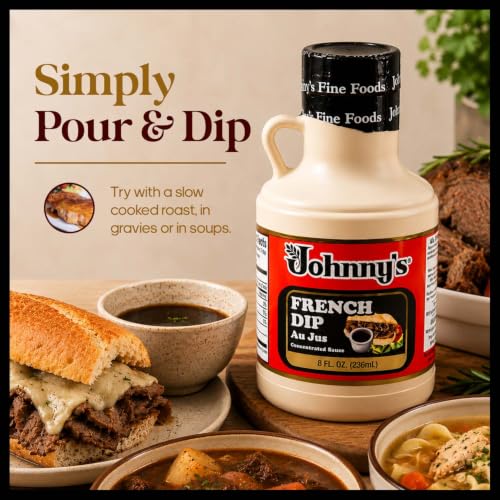 Johnny's - French Dip Au Jus Concentrated Sauce - 8 fl oz | Concentrated Au Jus Sauce, Great For French Dip Sandwiches, Roast Beef, Gravy