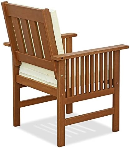 Furinno TIOMAN Patio Chair, Mediterranean Outdoor Lawn Chair, Armchair with Cushion, for Patio, Garden, Porch, Natural