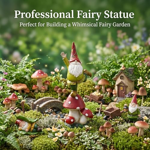 Topadorn 13" Yoga Garden Gnome on Mushroom