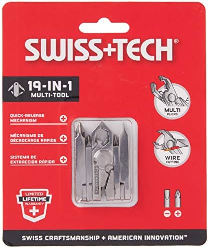 SWISS+TECH ST53100 Stainless Steel 19-in-1 Key Chain Multi Tool, Polished Finish (Single Pack)