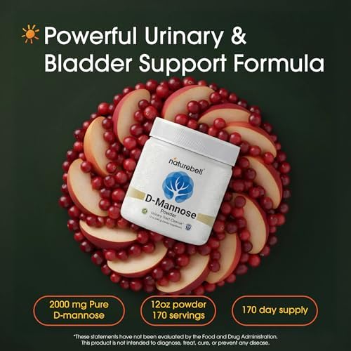 NatureBell D-Mannose Powder - 12oz - High Potency 2g Per Scoop - Fast Acting Support for Healthy Urinary Function & Bladder Wellness* - Pure