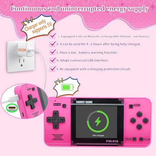 Handheld Game for Kids -Preloaded 220 Retro Video Games, Portable Gaming Player with Rechargeable Battery 3.0" LCD Screen, Mini Arcade Electronic Toy Gifts for Boys Girls (Blue)