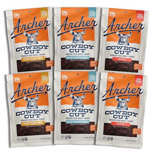 Archer Jerky Cowboy Cut Beef Jerky, Old Fashioned, Zero Sugar- 2 Oz, 6 Pack