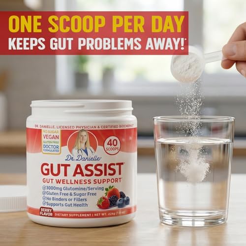Gut Assist Leaky Gut Support Powder | 40-Servings with L-Glutamine, Arabinogalactan, Licorice Extract