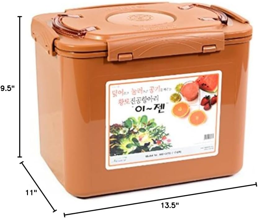Premium Kimchi, Sauerkraut Container Probiotic Fermentation with Inner Vacuum Lid (Earthenware Brown, 0.45 gal/ 1.7L)