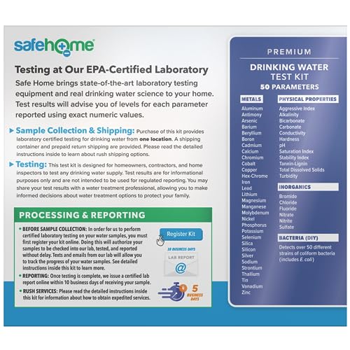 Safe Home® 200-in-1 Ultimate Drinking Water Test Kit – Tests for 200 Parameters at our EPA Certified Lab – Home Inspections, Mortgage Loans, Real Estate Transactions, & More